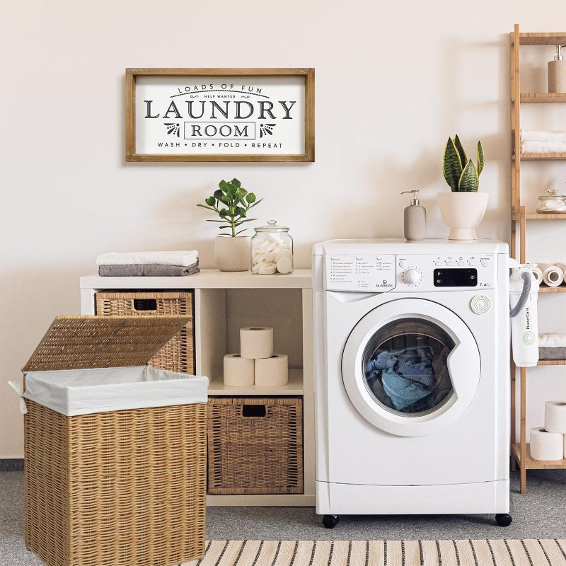 MACVAD Laundry Signs for Home Decor, Loads of Fun Wooden Laundry Room Sign Wall Decor 16 x 8 Inch - Image 3